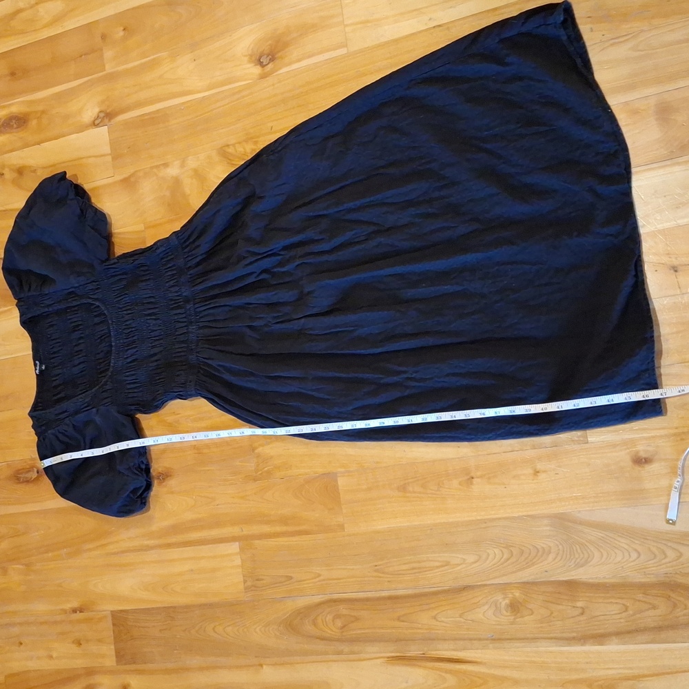 Madewell Lucie Puff Sleeve Cotton Midi Dress Black Size 6 - Picture 10 of 10